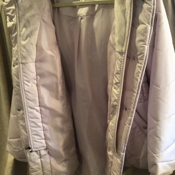 SUSAN GRAVER Lt. Pink Puff Parka/Jacket Detachable Fur Lined Hood Zip/Snap SZ 1X - Picture 3 of 10